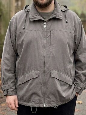 Vintage London Fog Men's Hooded Lightweight Windbreaker Jacket - Gray Large